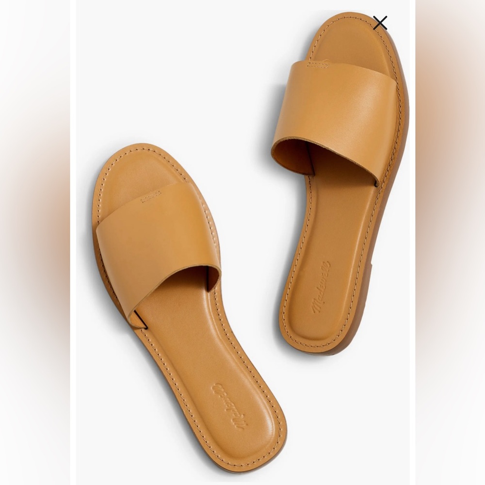 ‼️SOLD‼️Madewell Broadway Post Slide Sandals (6.5) Camel *NWOB